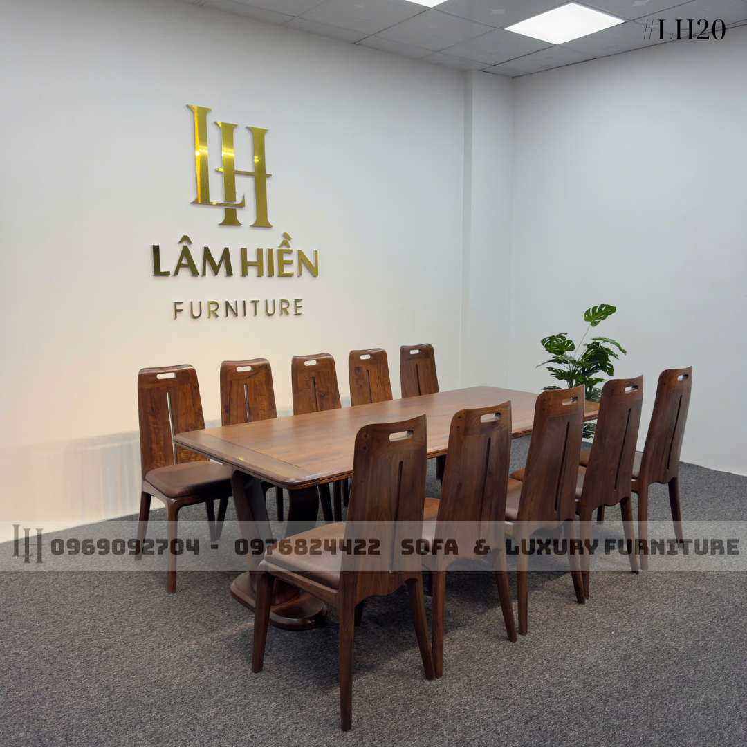 bộ bàn ăn 10 ghế gỗ óc chó lh20 chân v 2 bộ bàn ăn 10 ghế gỗ óc chó lh20 chân v 2