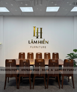 bộ bàn ăn 10 ghế gỗ óc chó lh20 chân v