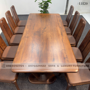 bộ bàn ăn 10 ghế gỗ óc chó lh20 chân v 3