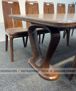 bộ bàn ăn 10 ghế gỗ óc chó lh20 chân v 4