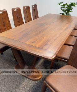bộ bàn ăn 10 ghế gỗ óc chó lh20 chân v 5