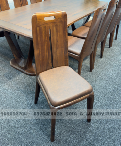 bộ bàn ăn 10 ghế gỗ óc chó lh20 chân v 6