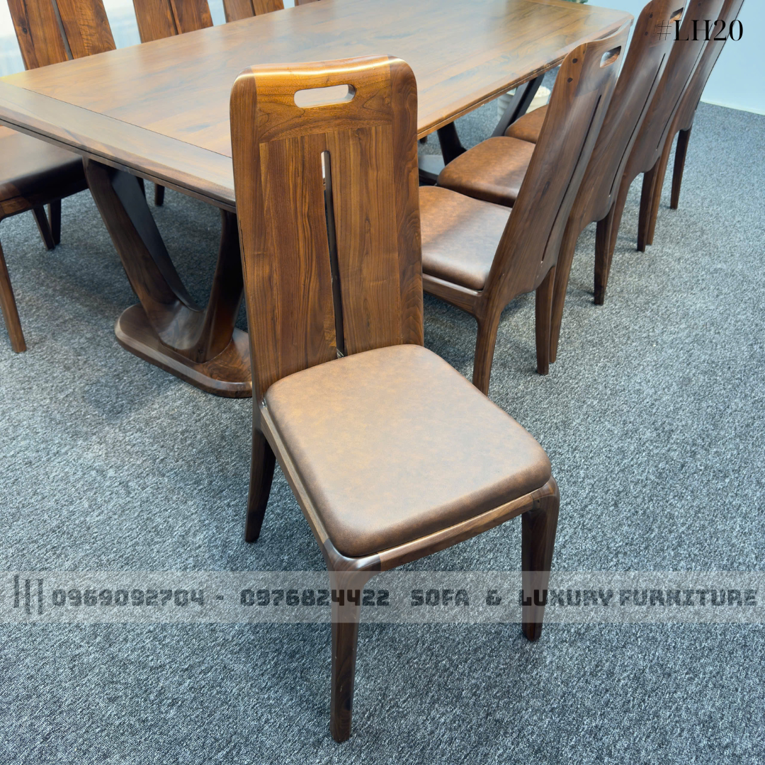 bộ bàn ăn 10 ghế gỗ óc chó lh20 chân v 6 bộ bàn ăn 10 ghế gỗ óc chó lh20 chân v 6
