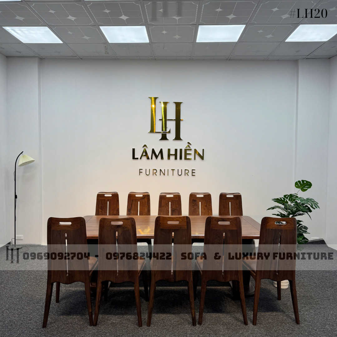 bộ bàn ăn 10 ghế gỗ óc chó lh20 chân v bộ bàn ăn 10 ghế gỗ óc chó lh20 chân v