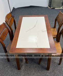 bộ bàn ăn 4 ghế chân côn lh2 mặt đá 2
