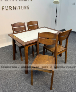 bộ bàn ăn 4 ghế chân côn lh2 mặt đá 4