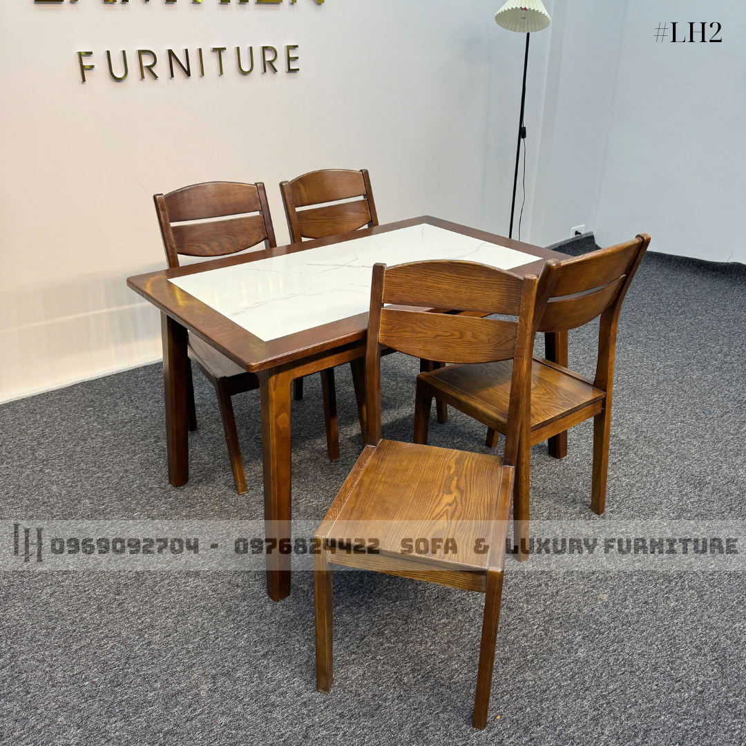 bộ bàn ăn 4 ghế chân côn lh2 mặt đá 4 bộ bàn ăn 4 ghế chân côn lh2 mặt đá 4