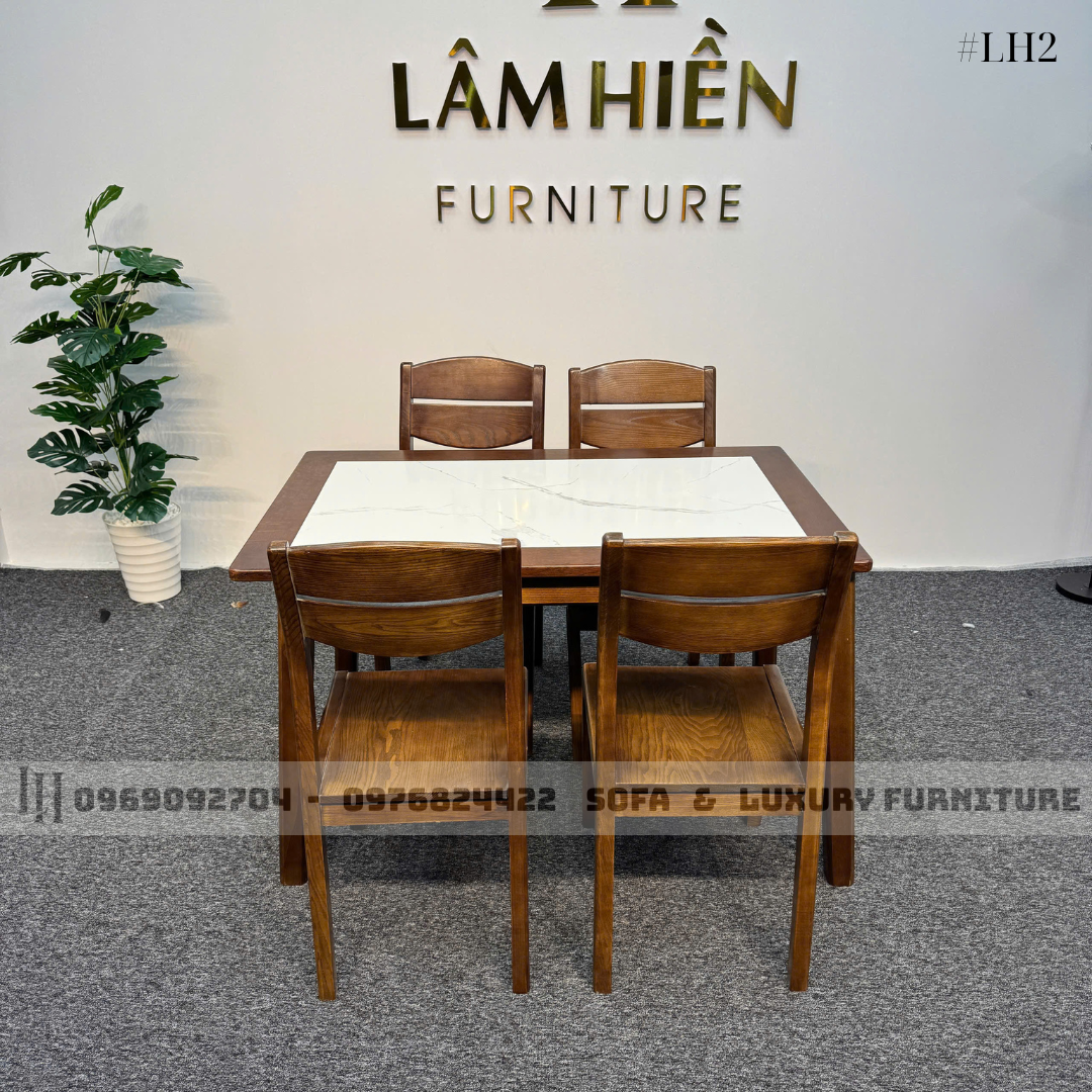 bộ bàn ăn 4 ghế chân côn lh2 mặt đá bộ bàn ăn 4 ghế chân côn lh2 mặt đá
