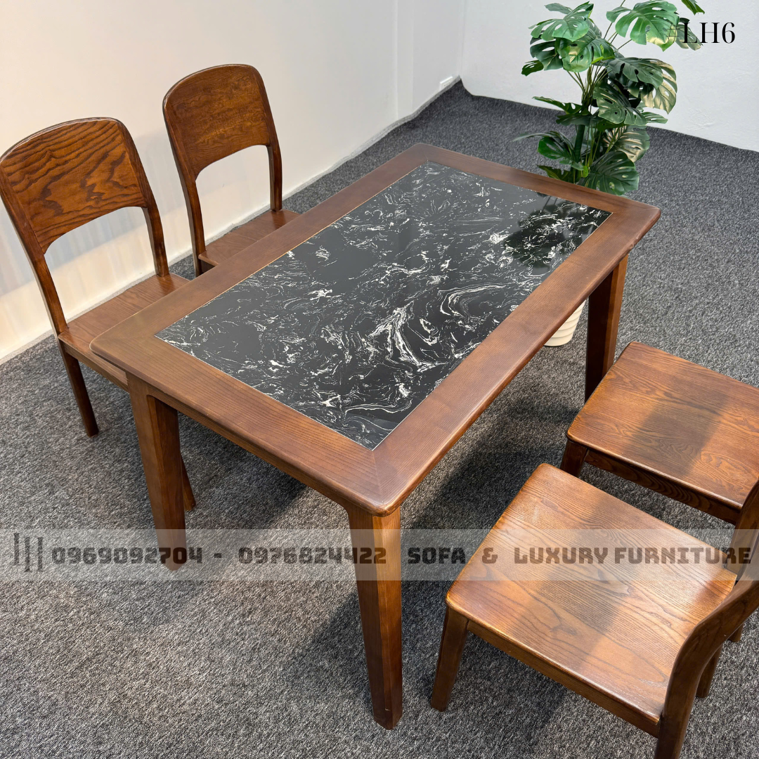bộ bàn ăn 4 ghế mặt đá đen lh6 ghế 1 lá 1 bộ bàn ăn 4 ghế mặt đá đen lh6 ghế 1 lá 1