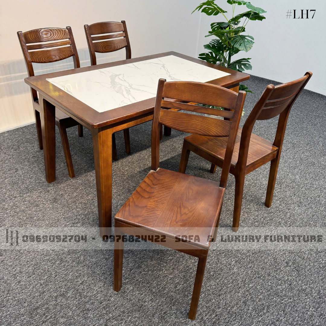 bộ bàn ăn 4 ghế mặt đá trắng lh7 chân côn 4 bộ bàn ăn 4 ghế mặt đá trắng lh7 chân côn 4