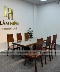 bộ bàn ăn 6 ghế cánh tiên lh11 mặt kính 2