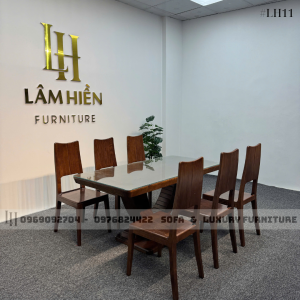 bộ bàn ăn 6 ghế cánh tiên lh11 mặt kính 2