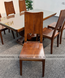 bộ bàn ăn 6 ghế cánh tiên lh11 mặt kính 3