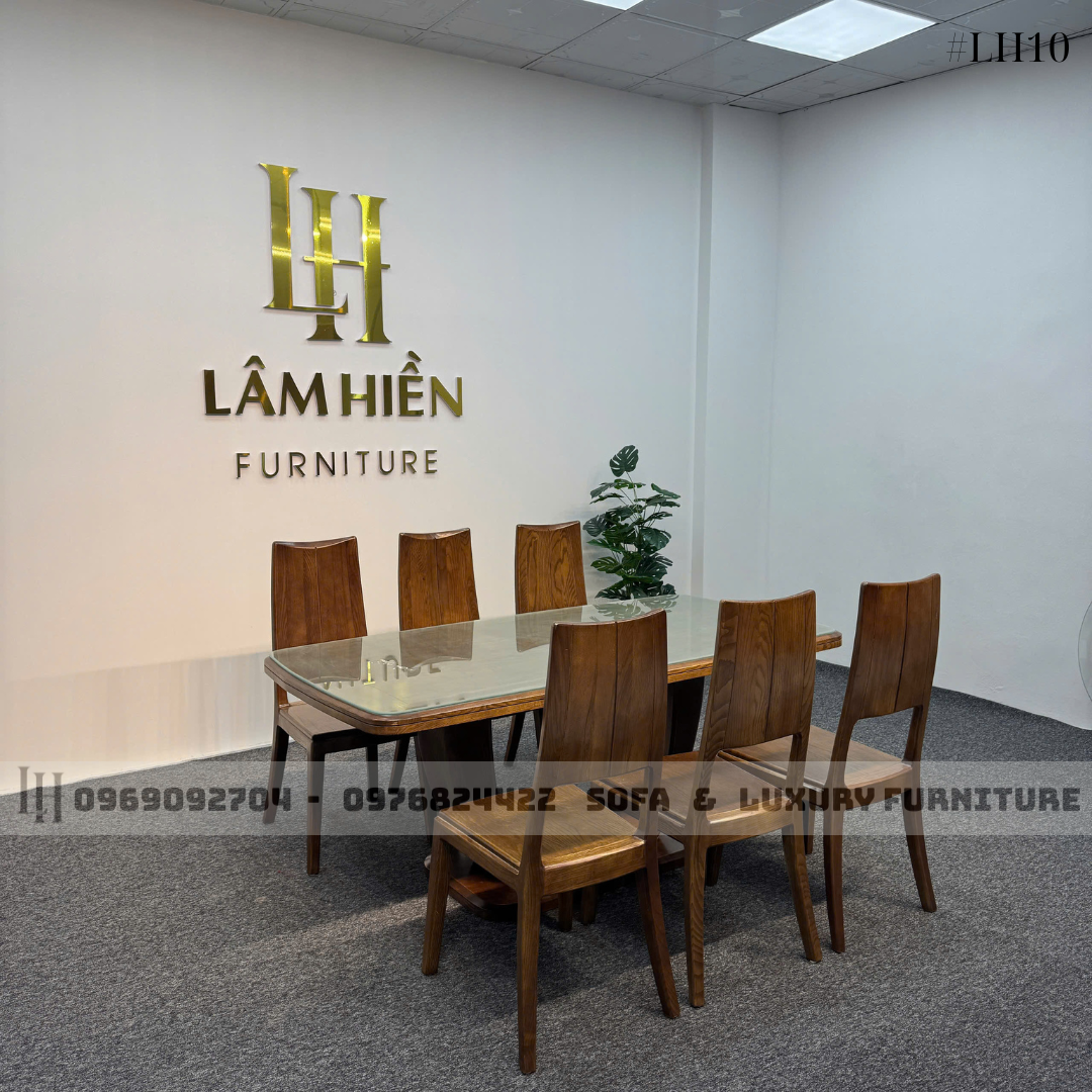 bộ bàn ăn 6 ghế chân chữ u lh10 mặt kính 2 bộ bàn ăn 6 ghế chân chữ u lh10 mặt kính 2