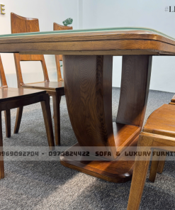 bộ bàn ăn 6 ghế chân chữ u lh10 mặt kính 3