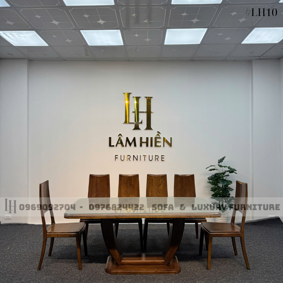 bộ bàn ăn 6 ghế chân chữ u lh10 mặt kính bộ bàn ăn 6 ghế chân chữ u lh10 mặt kính