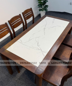 bộ bàn ăn 6 ghế chân hươu lh3 mặt đá 3