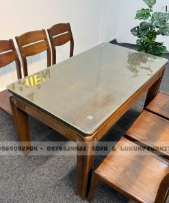 bộ bàn ăn 6 ghế chân soi lh5 mặt đá xám 2