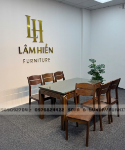 bộ bàn ăn 6 ghế chân soi lh5 mặt đá xám 3