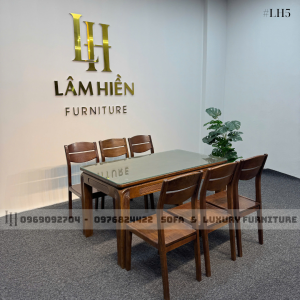 bộ bàn ăn 6 ghế chân soi lh5 mặt đá xám 4