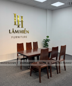 bộ bàn ăn 6 ghế chân u lh21 màu gỗ đậm 2