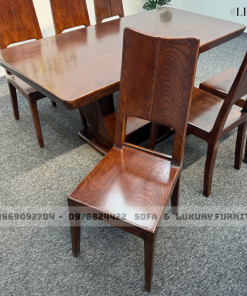 bộ bàn ăn 6 ghế chân u lh21 màu gỗ đậm 3