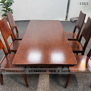 bộ bàn ăn 6 ghế chân u lh21 màu gỗ đậm 4
