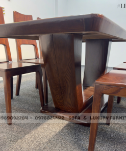 bộ bàn ăn 6 ghế chân u lh21 màu gỗ đậm 5