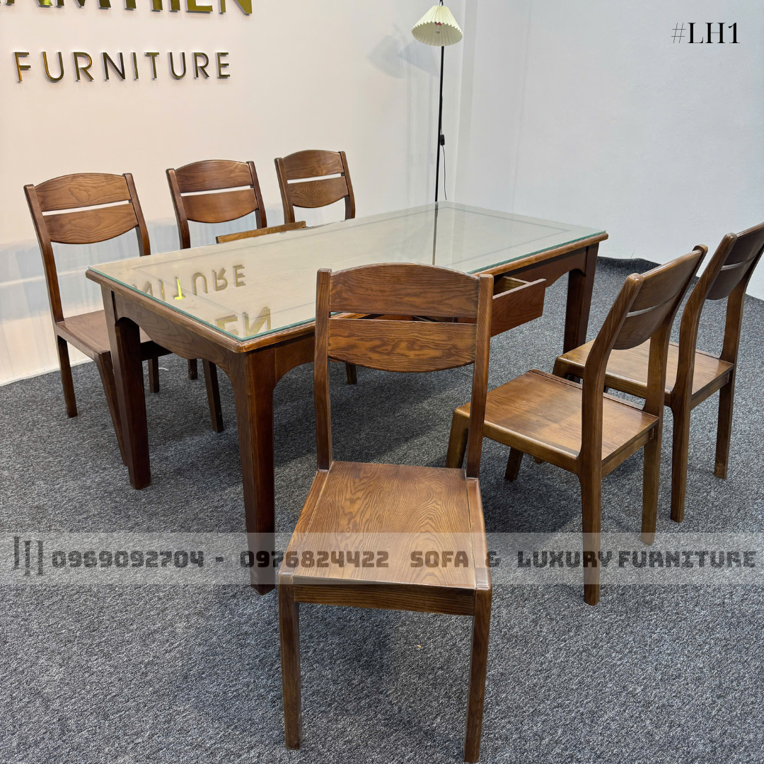 bộ bàn ăn 6 ghế có ngăn kéo lh1-2 bộ bàn ăn 6 ghế có ngăn kéo lh1-2