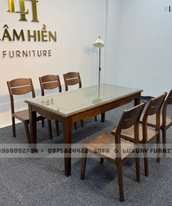 bộ bàn ăn 6 ghế có ngăn kéo lh1