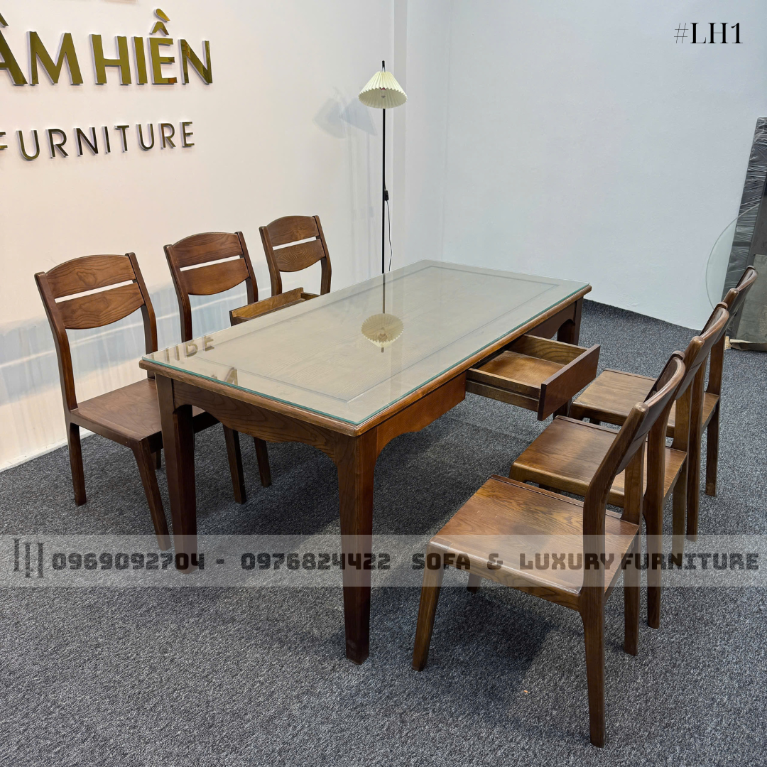 bộ bàn ăn 6 ghế có ngăn kéo lh1-4 bộ bàn ăn 6 ghế có ngăn kéo lh1-4