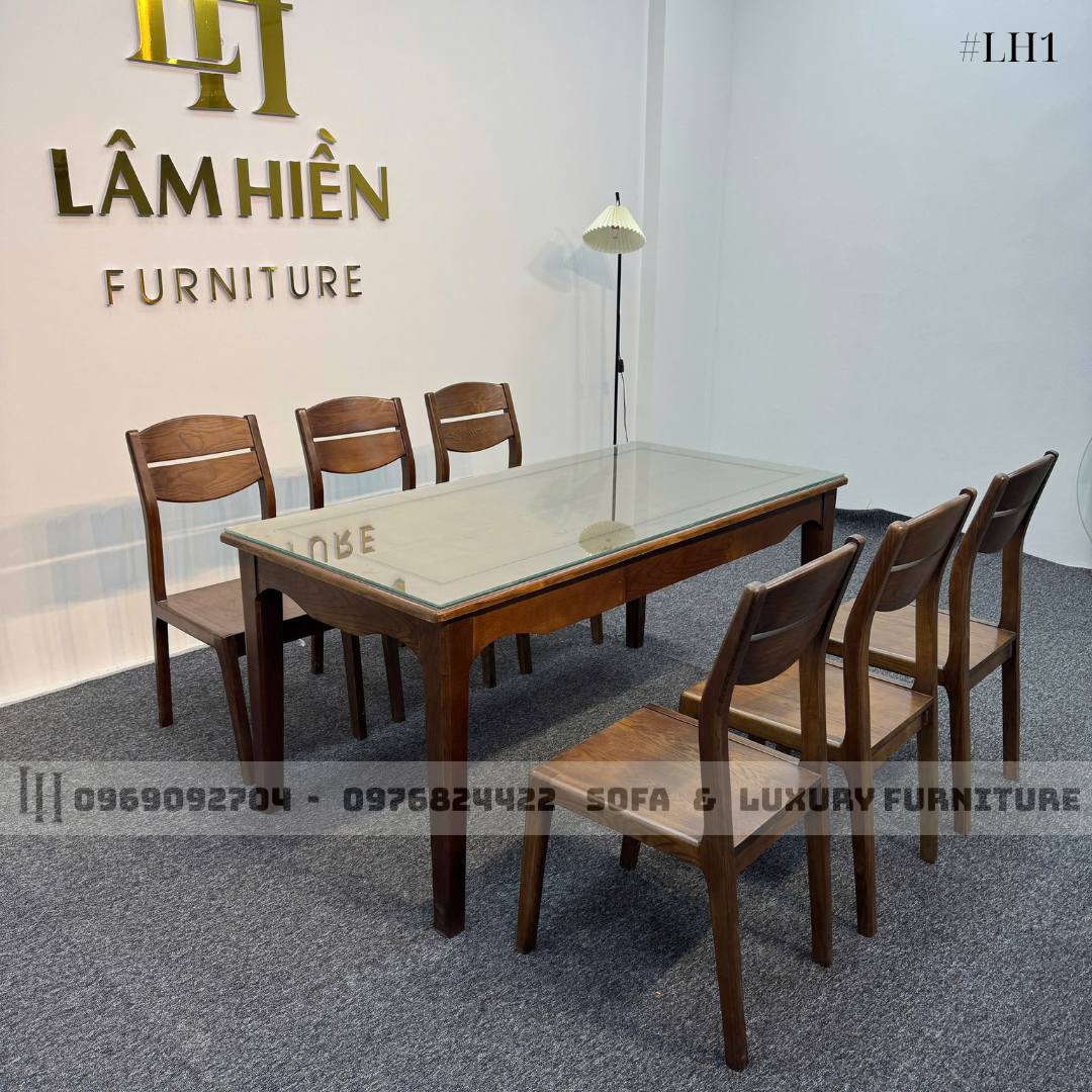 bộ bàn ăn 6 ghế có ngăn kéo lh1 bộ bàn ăn 6 ghế có ngăn kéo lh1
