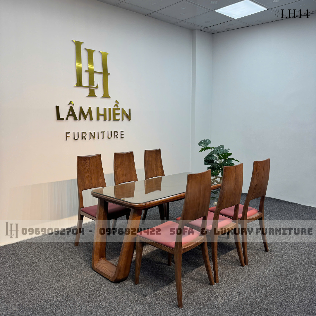 bộ bàn ăn 6 ghế đệm đỏ lh14 chân u cong 2 bộ bàn ăn 6 ghế đệm đỏ lh14 chân u cong 2