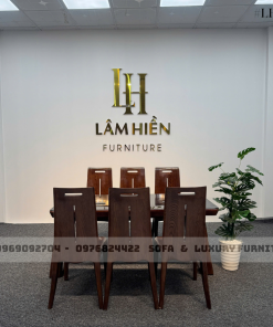 bộ bàn ăn 6 ghế mặt kính đen lh22 chân u cong