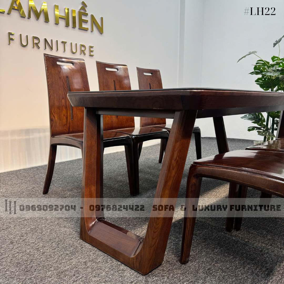 bộ bàn ăn 6 ghế mặt kính đen lh22 chân u cong 3 bộ bàn ăn 6 ghế mặt kính đen lh22 chân u cong 3