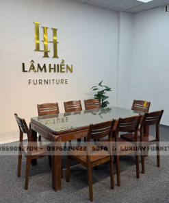 bộ bàn ăn 8 ghế chân soi lh9 mặt đá xám 2