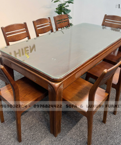 bộ bàn ăn 8 ghế chân soi lh9 mặt đá xám 3