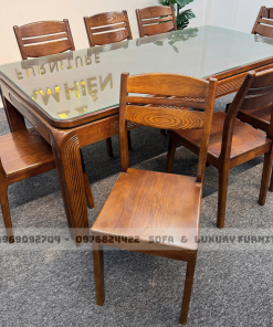 bộ bàn ăn 8 ghế chân soi lh9 mặt đá xám 4