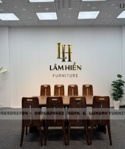 bộ bàn ăn 8 ghế chân u cong lh19 gỗ óc chó