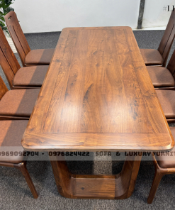 bộ bàn ăn 8 ghế chân u cong lh19 gỗ óc chó 3
