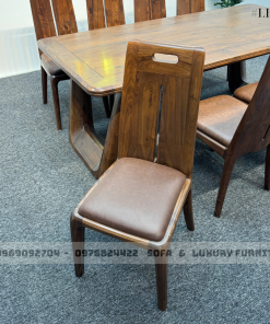 bộ bàn ăn 8 ghế chân u cong lh19 gỗ óc chó 4