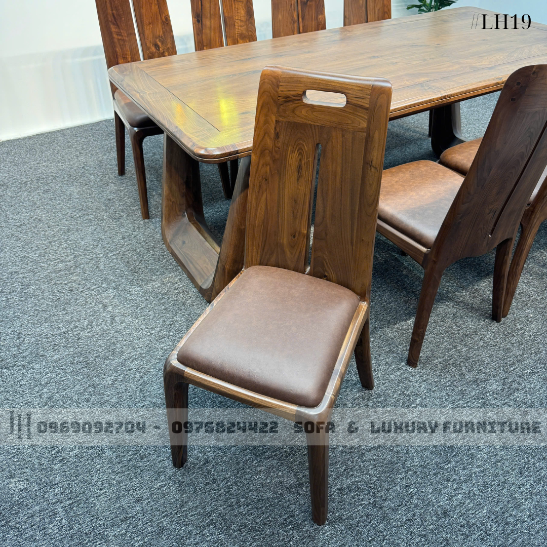 bộ bàn ăn 8 ghế chân u cong lh19 gỗ óc chó 4 bộ bàn ăn 8 ghế chân u cong lh19 gỗ óc chó 4