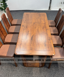 bộ bàn ăn 8 ghế chân u cong lh19 gỗ óc chó 5