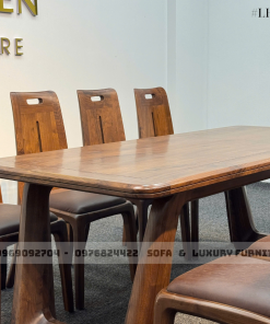 bộ bàn ăn 8 ghế chân u cong lh19 gỗ óc chó 9