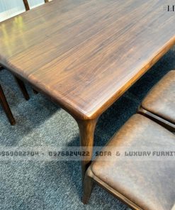 bộ bàn ăn 8 ghế gỗ óc chó lh18 thiết kế trơn 2