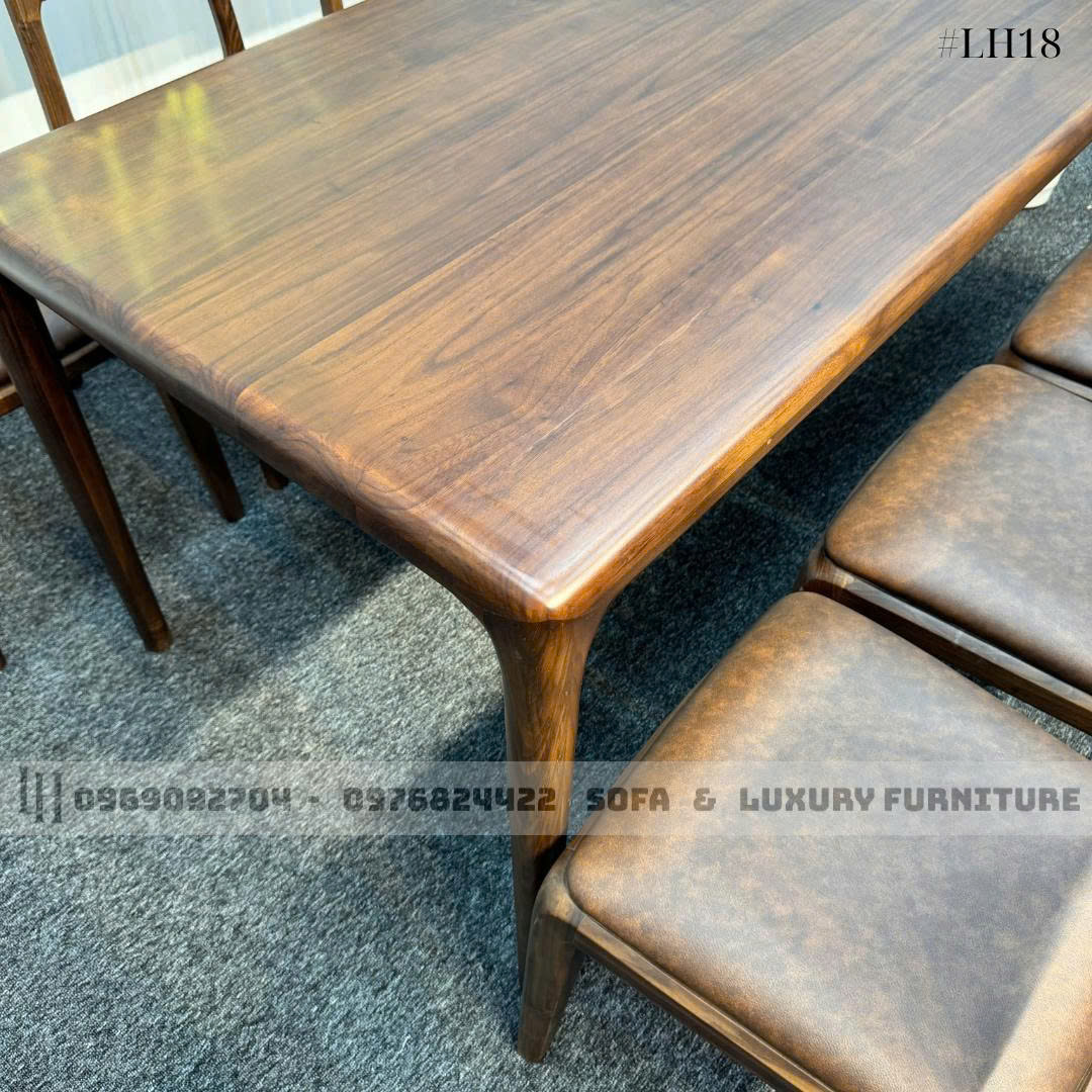 bộ bàn ăn 8 ghế gỗ óc chó lh18 thiết kế trơn 2 bộ bàn ăn 8 ghế gỗ óc chó lh18 thiết kế trơn 2