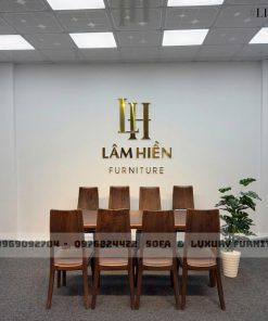 bộ bàn ăn 8 ghế gỗ óc chó lh18 thiết kế trơn