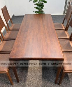 bộ bàn ăn 8 ghế gỗ óc chó lh18 thiết kế trơn 3