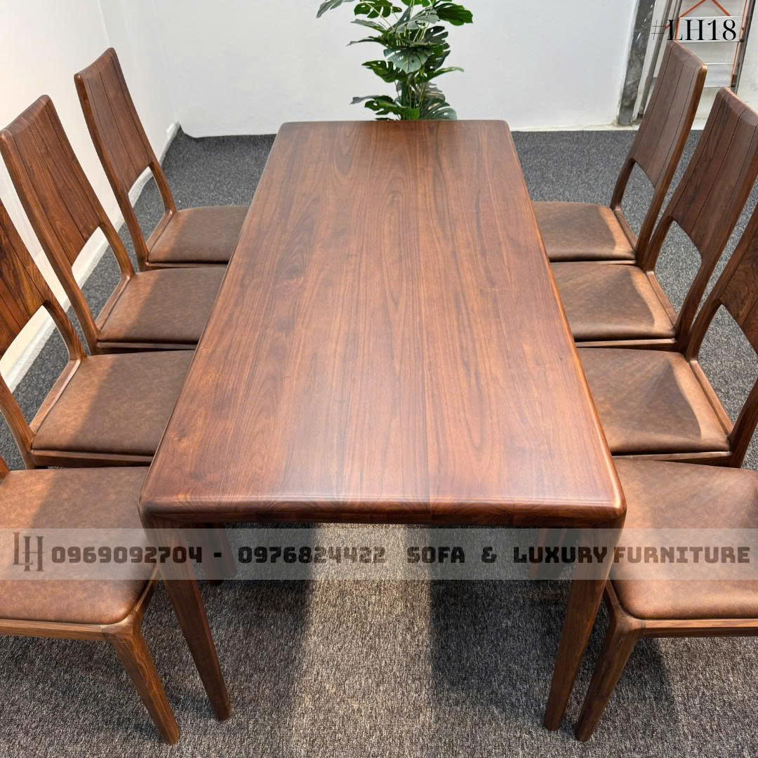 bộ bàn ăn 8 ghế gỗ óc chó lh18 thiết kế trơn 3 bộ bàn ăn 8 ghế gỗ óc chó lh18 thiết kế trơn 3