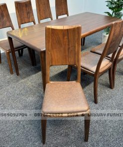 bộ bàn ăn 8 ghế gỗ óc chó lh18 thiết kế trơn 4